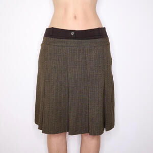 Y2K Italian Layered Brown Midi Skirt (M) 